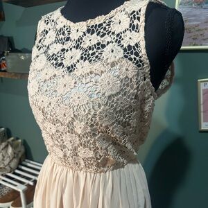 Lush Cream Lace Low Back Dress Size S Valentines Day Chic